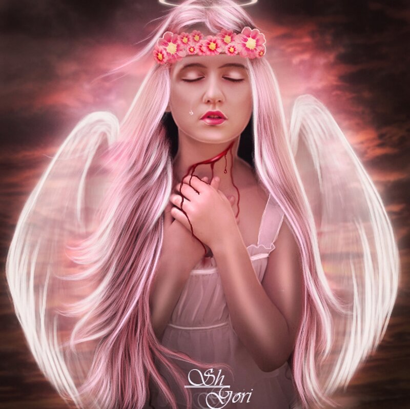 Angel with Pink Hair — Dramatic