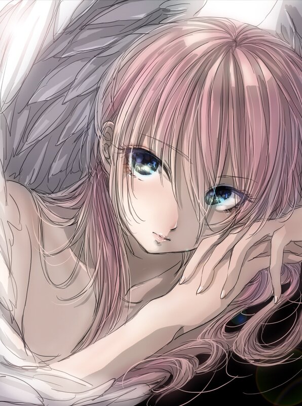 angel with pink hair