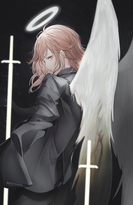 Angel with Pink Hair — White, Dramatic