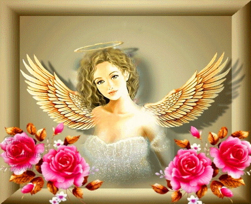 Angel with Pink Roses
