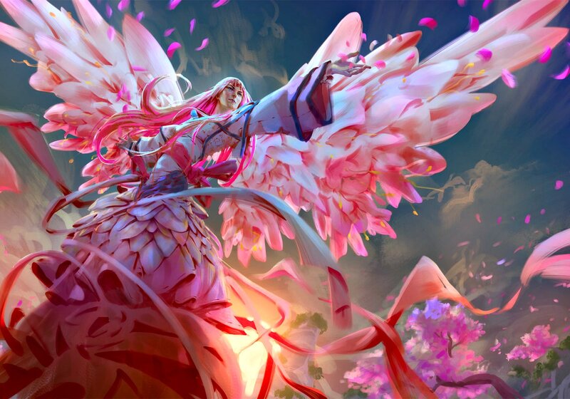 Angel with Pink Wings — Dramatic, Spring
