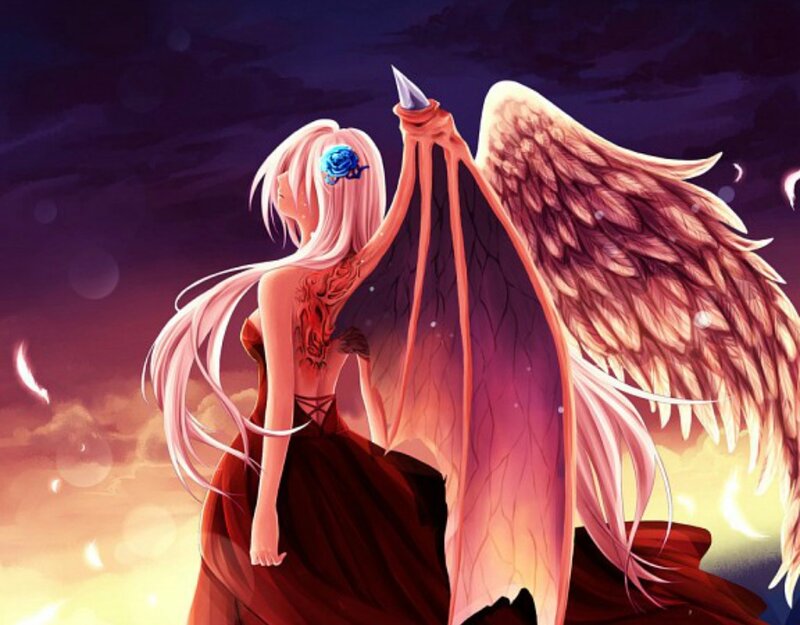Angel with Pink Wings — Purple