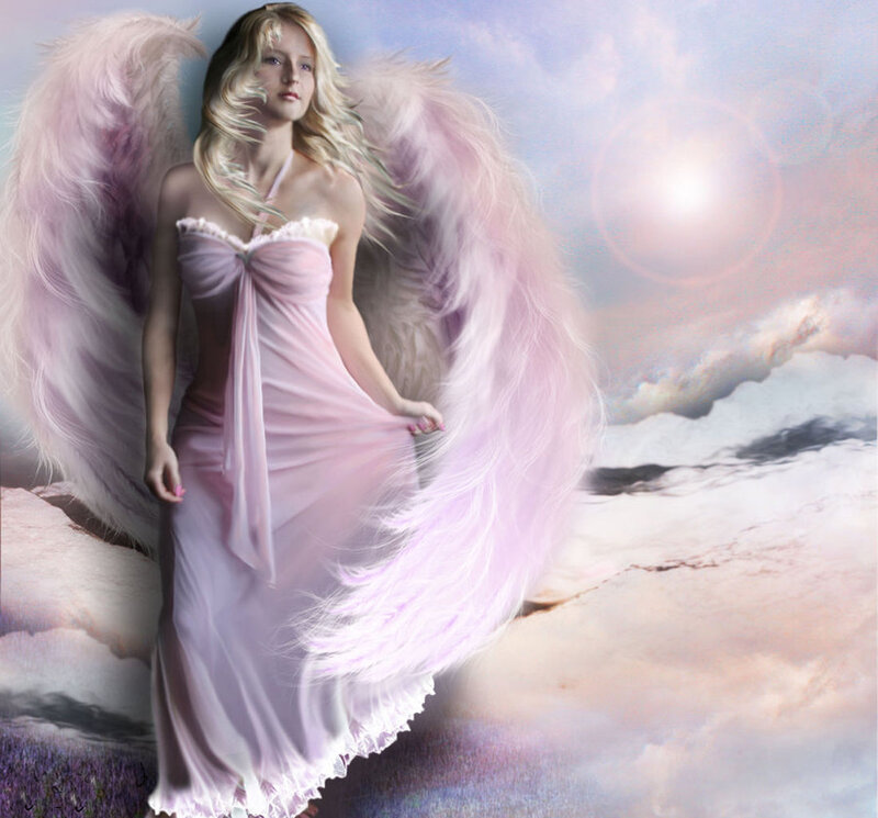 Angel with Pink Wings — Serene, Afternoon