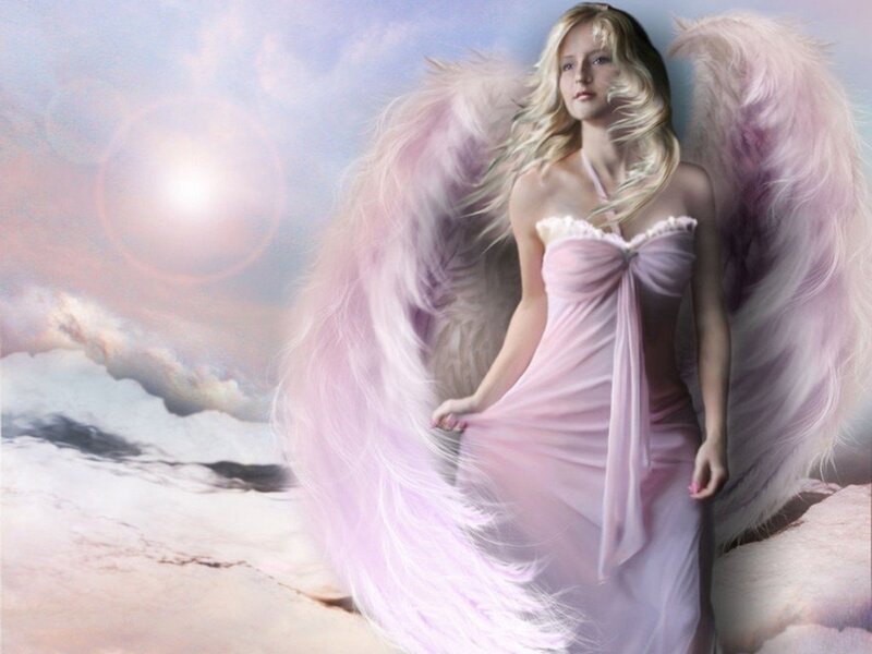 Angel with Pink Wings — Serene, Sunrise
