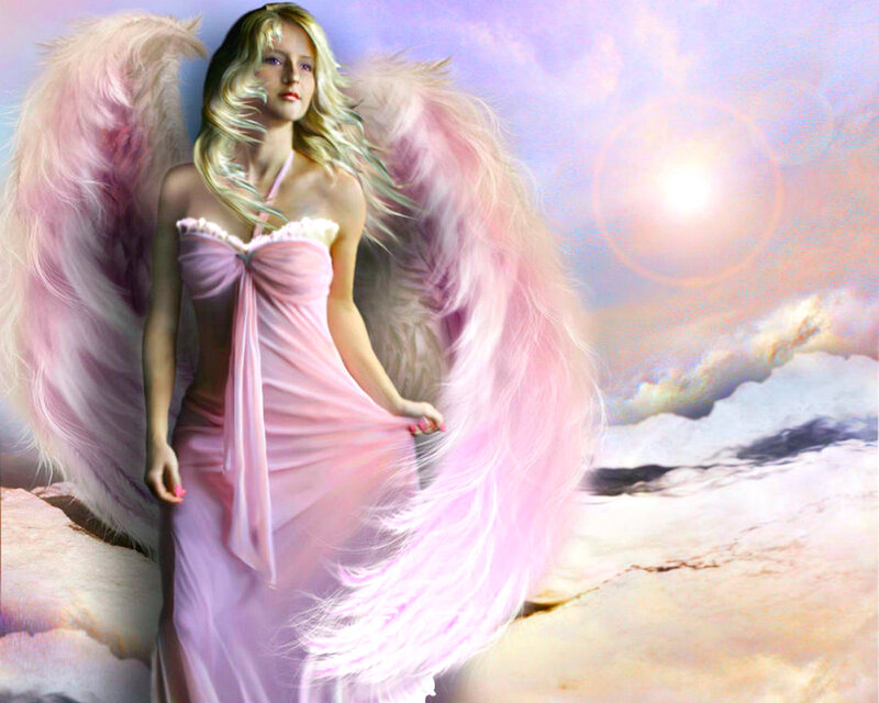 Angel with Pink Wings — Serene, Sunset