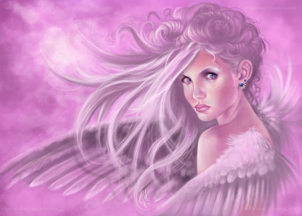 angel with pink wings