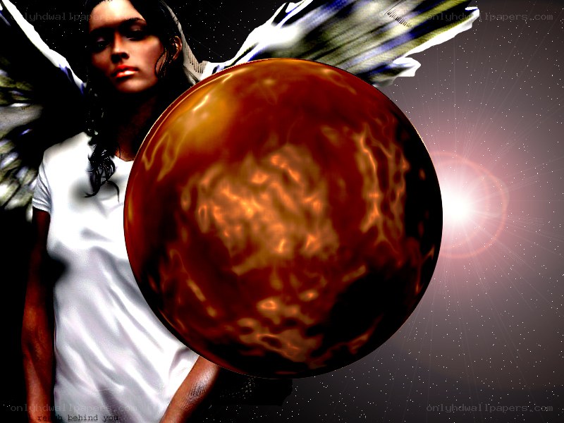angel with planet and star
