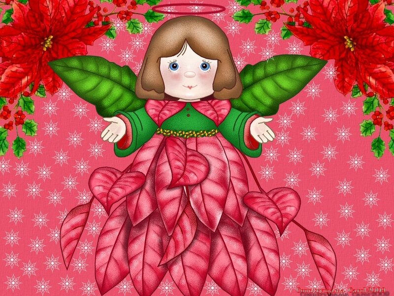 Angel with Poinsettia Dress