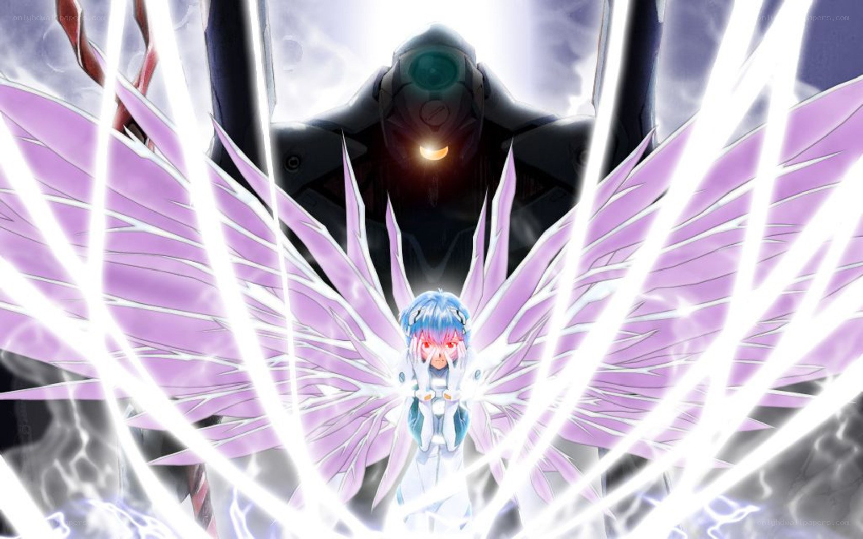 Angel with purple wings