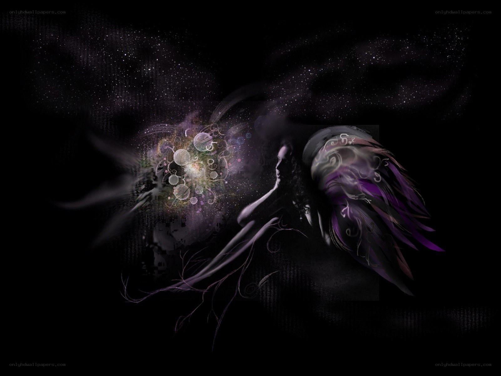 angel with purple wings