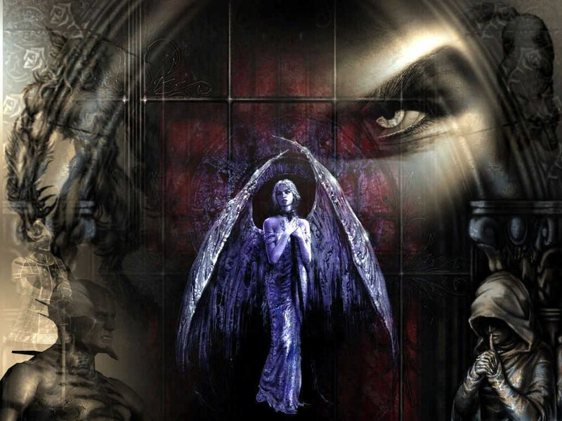 Angel with Purple Wings — Dramatic, Digital Art