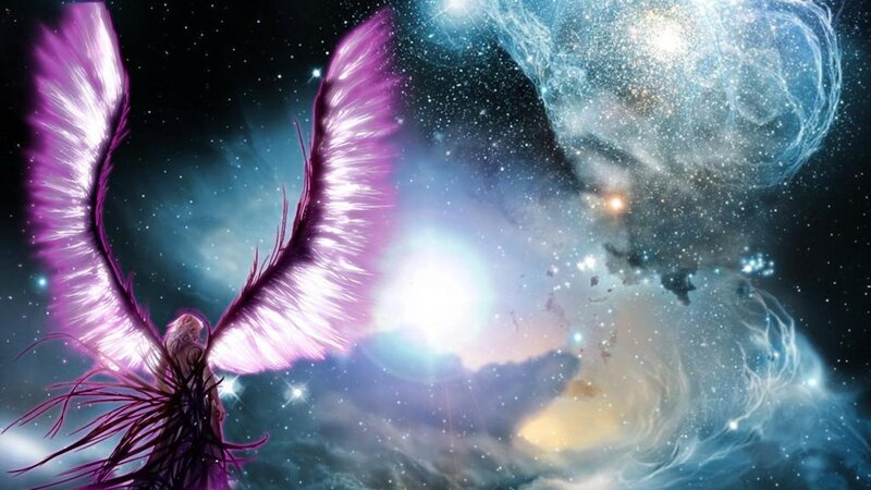 Angel with Purple Wings — Dramatic, Night, Digital Art