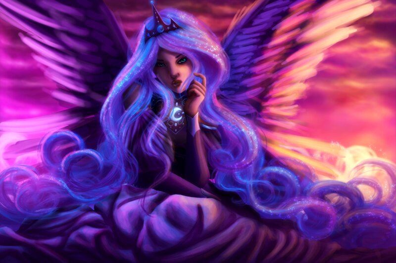 Angel with Purple Wings — Dramatic, Sunset