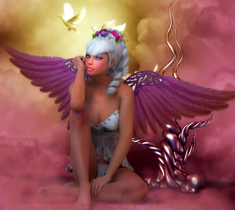 Angel with Purple Wings — Pink