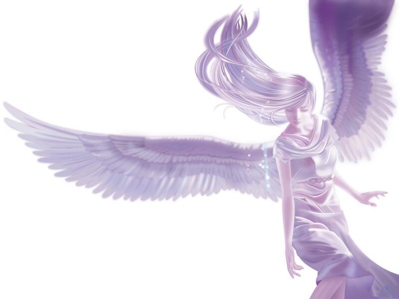 Angel with Purple Wings — Serene, Digital Art