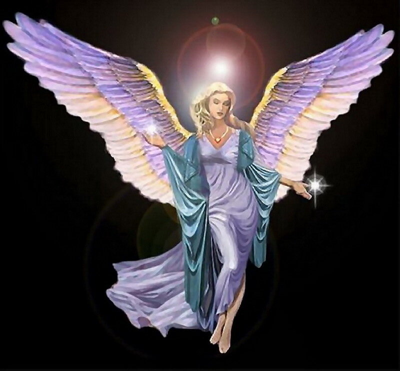 Angel with Purple Wings — Serene, Night, Digital Art