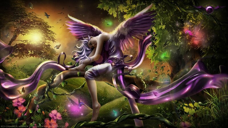 Angel with Purple Wings — Serene, Sunset