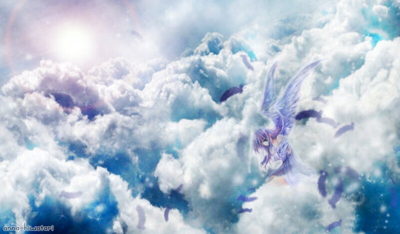 Angel with Purple Wings — White