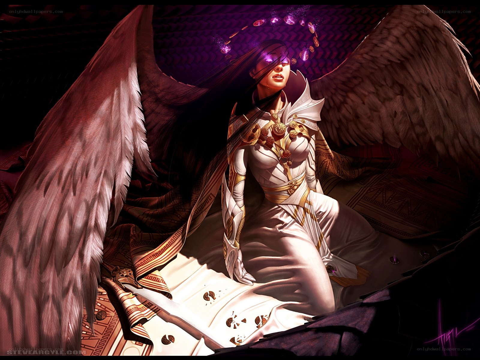 angel with purple wings