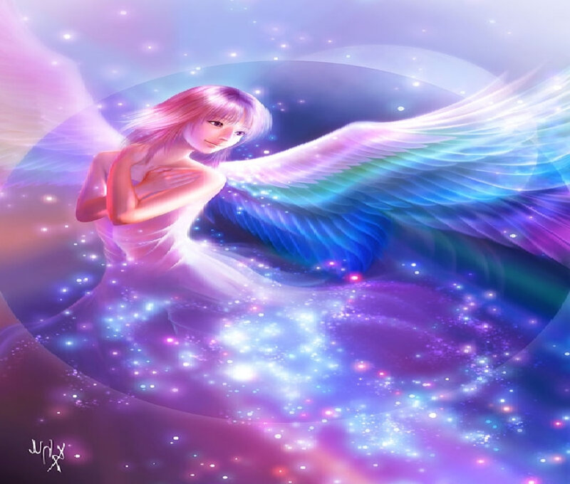 Angel with Rainbow Wings — Purple