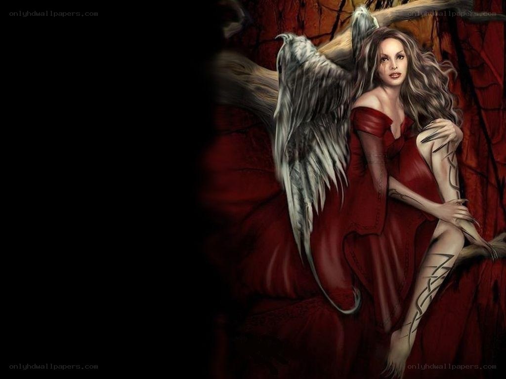 angel with red dress