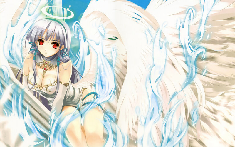 angel with red eyes and wings