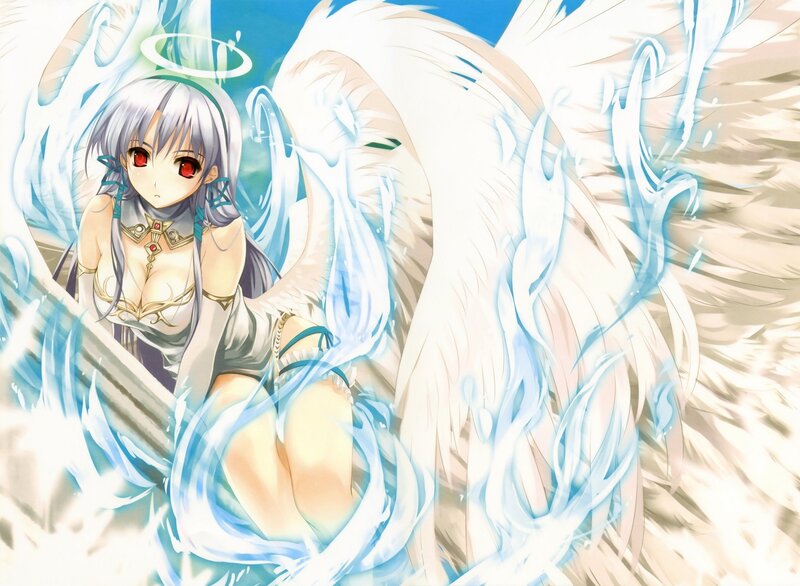 angel with red eyes and wings