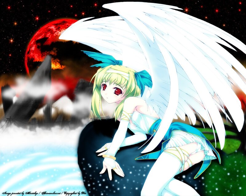 angel with red eyes and wings