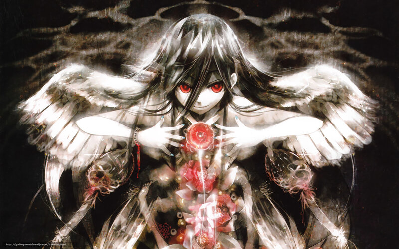 angel with red eyes and wings