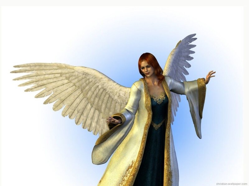 angel with red hair and wings