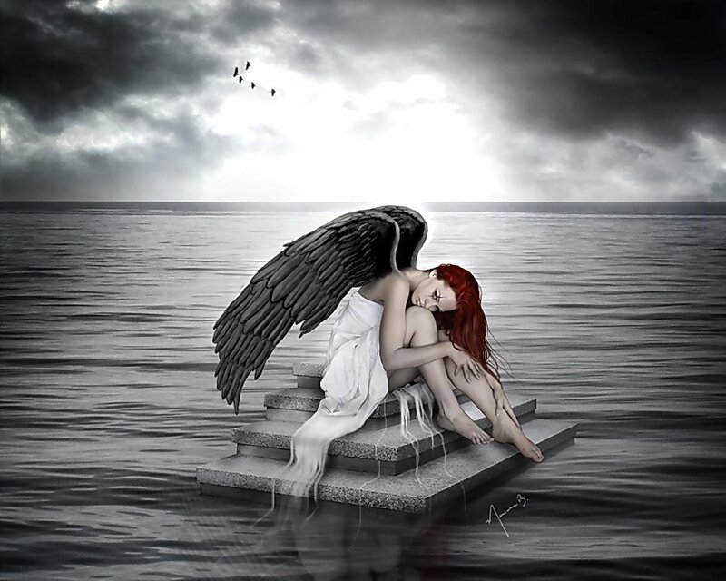 Angel with Red Hair — Black