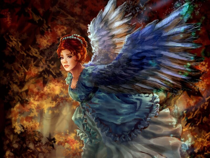 Angel with Red Hair — Blue, Dramatic