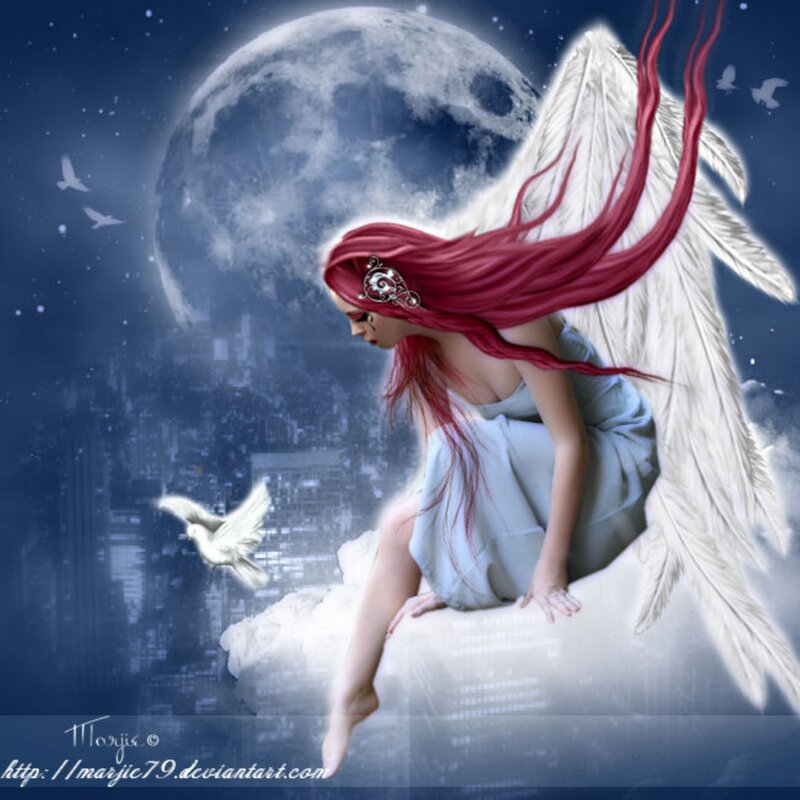 Angel with Red Hair — Blue, Serene