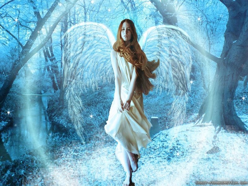 Angel with Red Hair — Blue, Serene, Winter