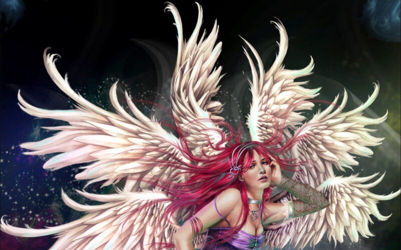 Angel with Red Hair — Dramatic, Night