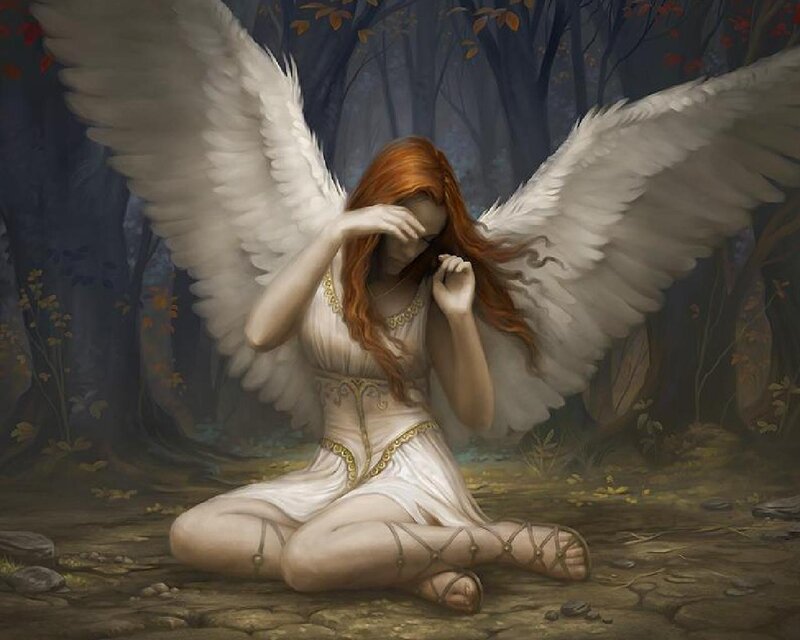 Angel with Red Hair — White, Melancholic