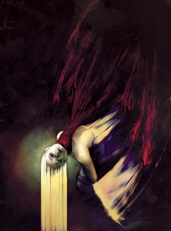 angel with red wings