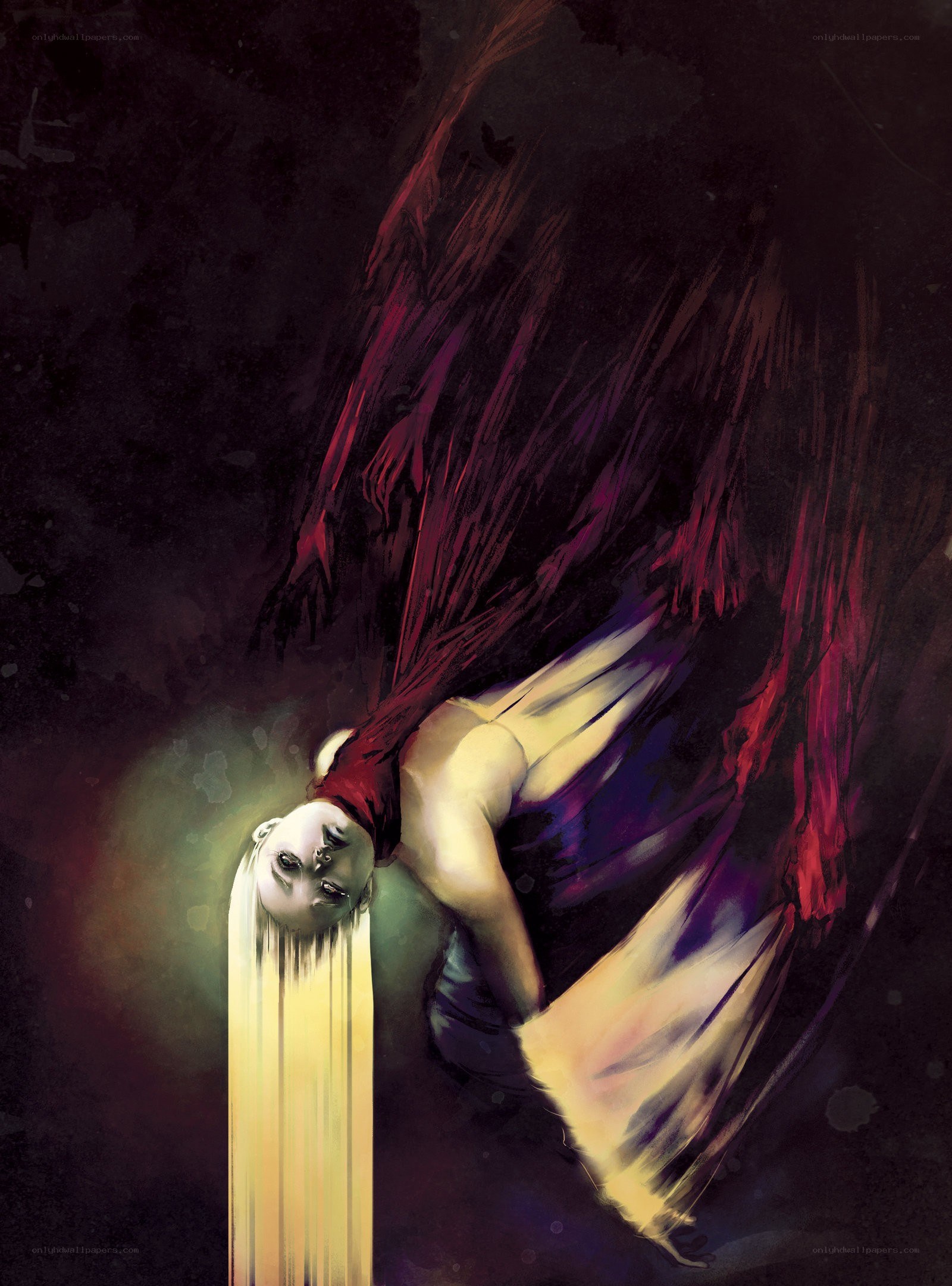angel with red wings