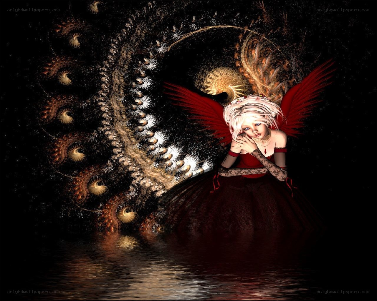angel with red wings