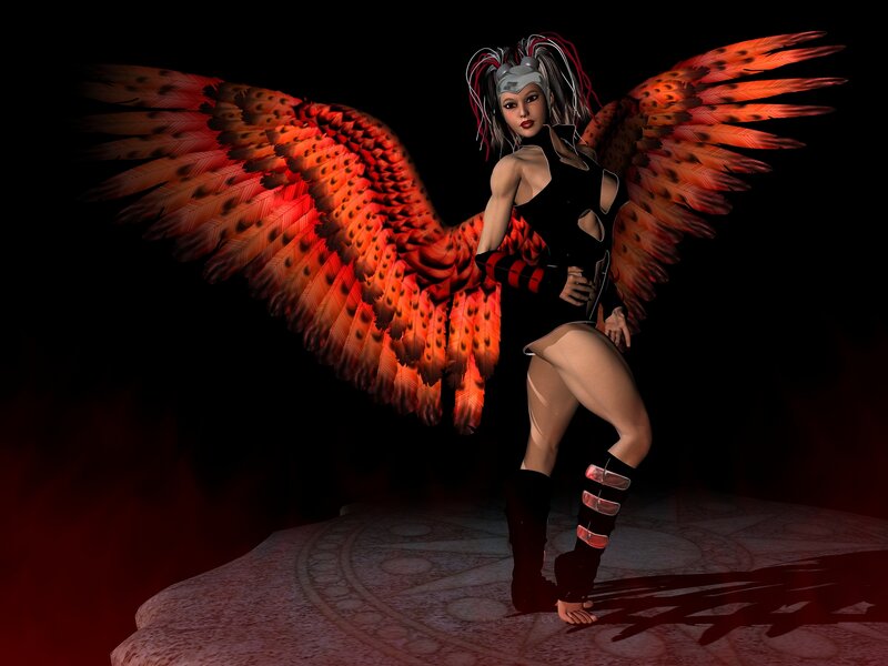 angel with red wings