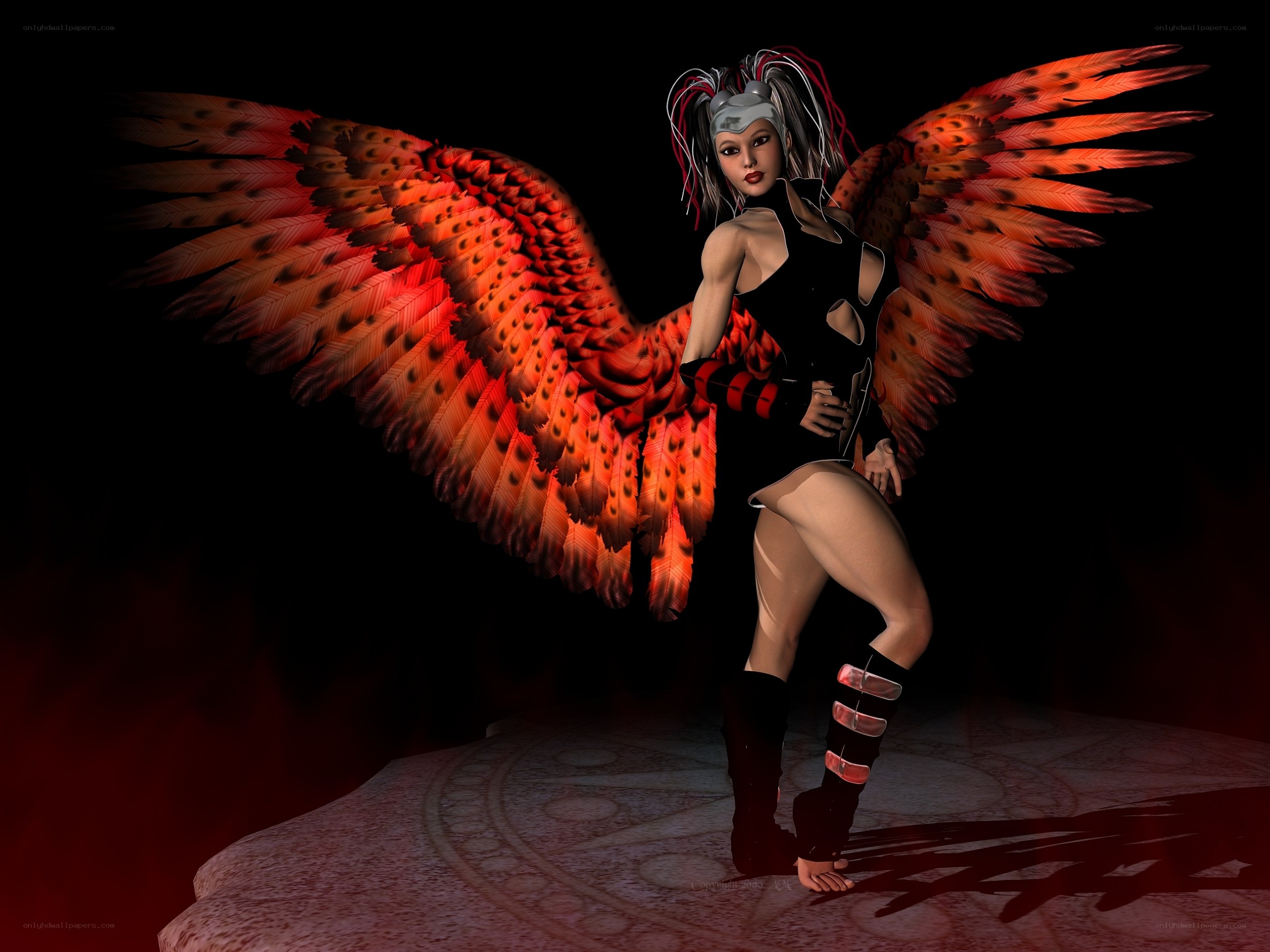 angel with red wings