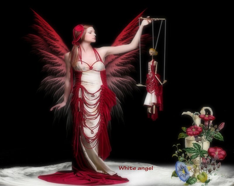 Angel with Red Wings — Dramatic, Digital Art