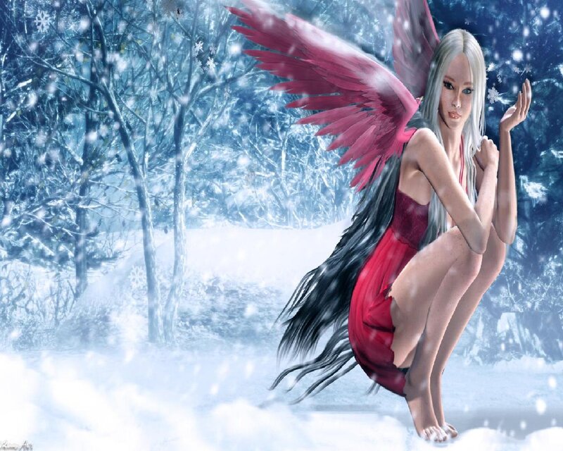 Angel with Red Wings — Serene, Winter