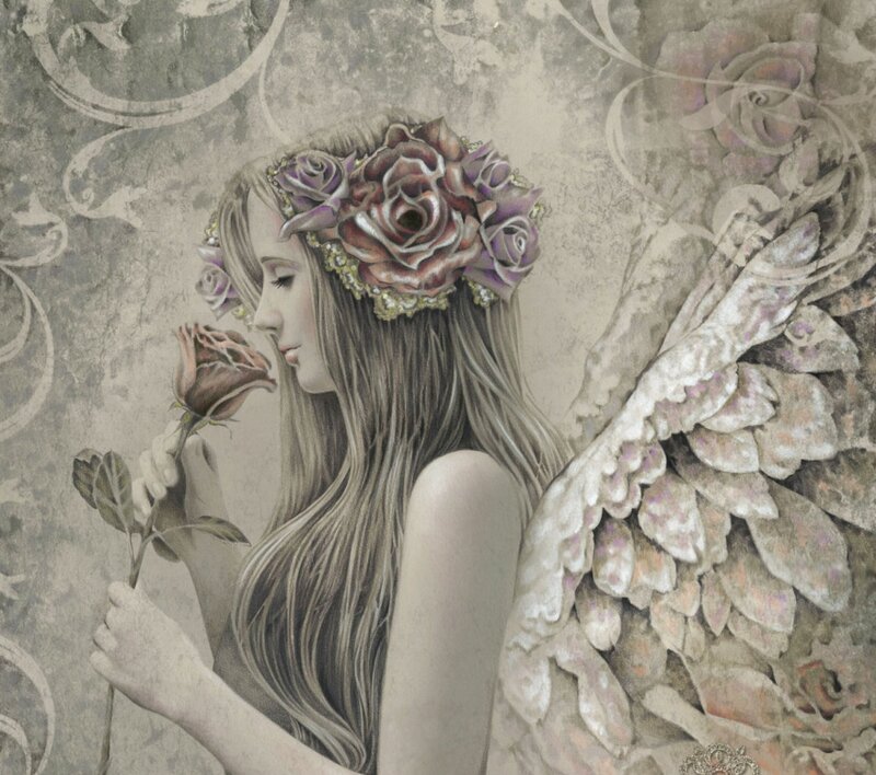Angel with Rose Crown — Gray