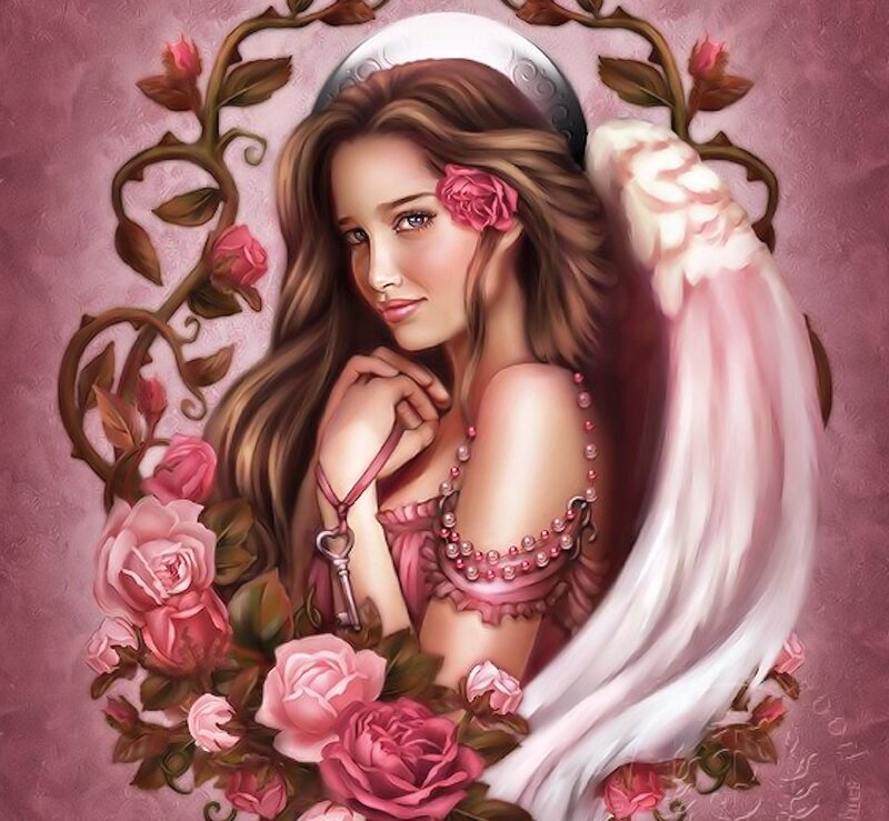 Angel with Roses — Pink