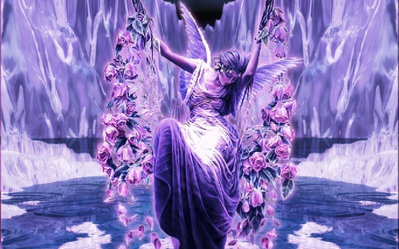 Angel with Roses — Purple, Serene