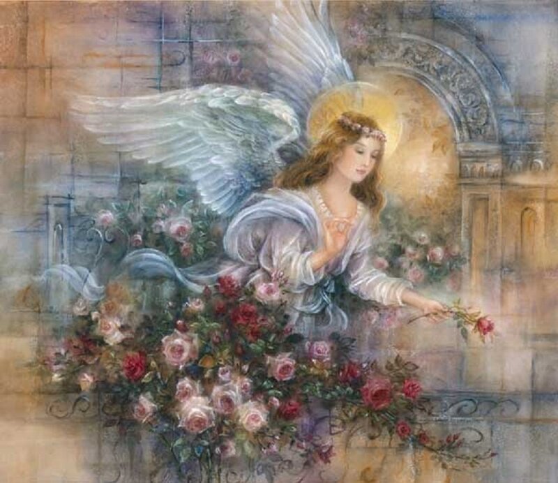 Angel with Roses — White