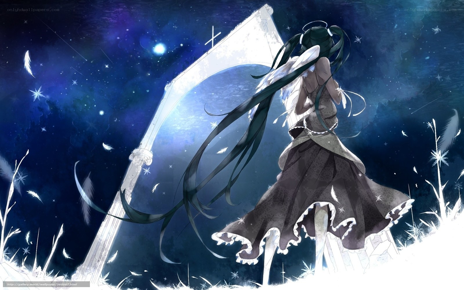 Angel with scythe in starry night