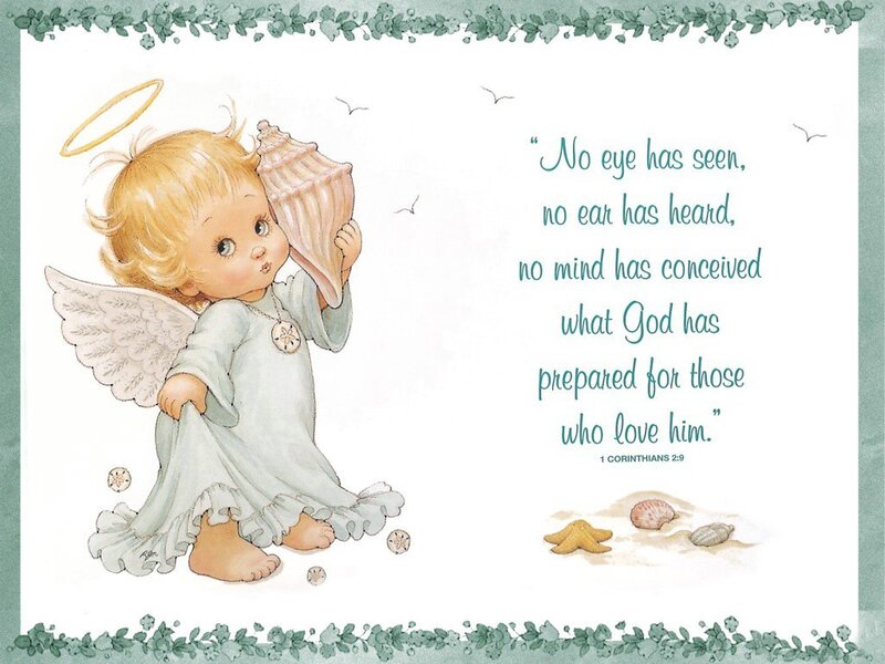 Angel with seashell illustration