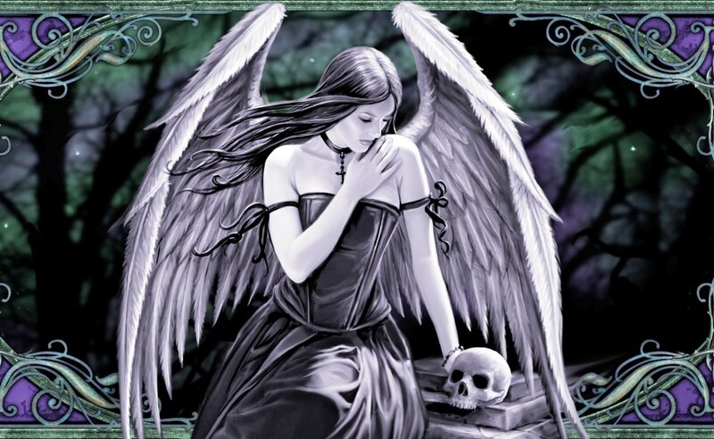 Angel with Skull — Black, Somber, Night